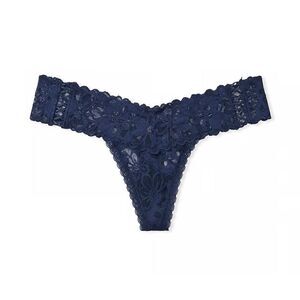 ￼ Victorias Secret, the lacy, lacy lace up thong panty. Size XXL blue. Brand new